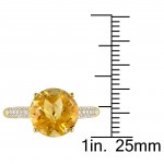 Round Checkered Citrine and 1/5ct TDW Diamond Engagement Ring in Gold by The Signature Collection - Handcrafted By Name My Rings™