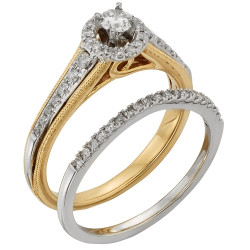 Two-tone Gold 1/2ct TDW Round Diamond Bridal Set - Handcrafted By Name My Rings™