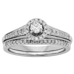 White Gold 1/2ct TW Diamond Bridal Set - Handcrafted By Name My Rings™
