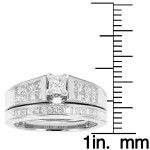 White Gold 1ct TDW Princess Cut Bridal Set - Handcrafted By Name My Rings™
