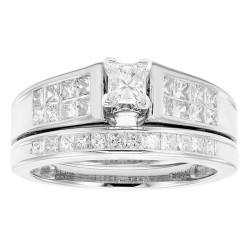 White Gold 1ct TDW Princess Cut Bridal Set - Handcrafted By Name My Rings™