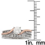 White and Rose Gold 1ct TDW Round Cut Swirl Bridal Set - Handcrafted By Name My Rings™
