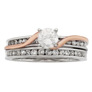 White and Rose Gold 1ct TDW Round Cut Swirl Bridal Set - Handcrafted By Name My Rings™