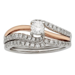 White and Rose Gold 3/4ct TDW Round Cut Bridal Set - Handcrafted By Name My Rings™