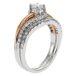 White and Rose Gold 3/4ct TDW Round Cut Bridal Set - Handcrafted By Name My Rings™