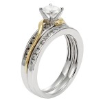 White and Gold 1ct TDW Round Cut Bridal Set - Handcrafted By Name My Rings™