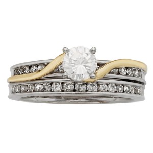 White and Gold 1ct TDW Round Cut Bridal Set - Handcrafted By Name My Rings™