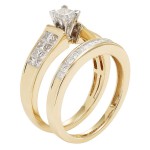 Gold 1ct TDW Princess Cut Bridal Set - Handcrafted By Name My Rings™