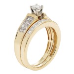 Gold 1ct TDW Princess and Round Cut Bridal Set - Handcrafted By Name My Rings™