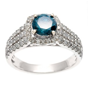 Gold 1 3/4ct TDW IGL Certified Blue Diamond Triple Row Engagement Ring - Handcrafted By Name My Rings™