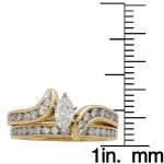 Gold 1ct TDW IGL Certified Marquise Diamond Bridal Set - Handcrafted By Name My Rings™