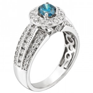 Gold 1ct TDW IGL Certified Prong-set Blue Diamond Engagement Ring - Handcrafted By Name My Rings™
