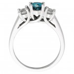 Gold 1ct TDW IGL Certified Three Stone Blue and White Diamond Ring - Handcrafted By Name My Rings™