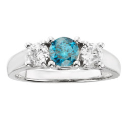Gold 1ct TDW IGL Certified Three Stone Blue and White Diamond Ring - Handcrafted By Name My Rings™