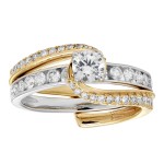 Gold 1ct TDW White Diamond Twisted Bridal Insert Set - Handcrafted By Name My Rings™