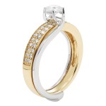 Gold 3/4-carat TDW Two-tone Bridal Insert Set - Handcrafted By Name My Rings™