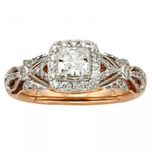 Rose Gold 1ct TDW Vintage Princess Cut Diamond Ring - Handcrafted By Name My Rings™