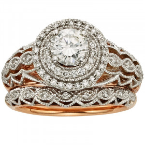 Rose Gold 7/8ct TDW Vintage Diamond Bridal Set - Handcrafted By Name My Rings™