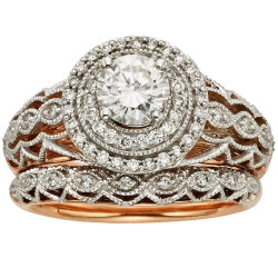 Rose Gold 7/8ct TDW Vintage Diamond Bridal Set - Handcrafted By Name My Rings™
