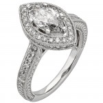 White Gold 1 1/2ct TDW Marquise Diamond Halo Ring - Handcrafted By Name My Rings™