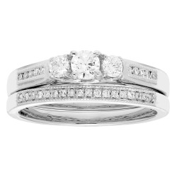 White Gold 1/2ct TDW Round Diamond Bridal Set IGL Certified Ring - Handcrafted By Name My Rings™