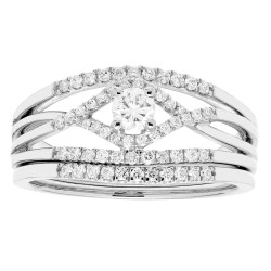 White Gold 1/2ct TDW Round Diamond Bridal Set IGL Certified Ring - Handcrafted By Name My Rings™