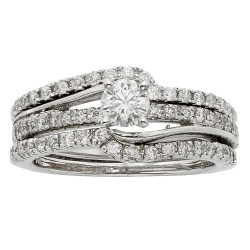 White Gold 1ct TDW Diamond Bridal Set - Handcrafted By Name My Rings™