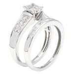 White Gold 1ct TDW Diamond Princess-cut Bridal Set IGL Certified Ring - Handcrafted By Name My Rings™