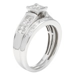White Gold 1ct TDW Diamond Princess-cut Bridal Set IGL Certified Ring - Handcrafted By Name My Rings™