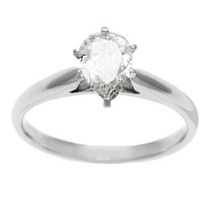 White Gold 1ct TDW IGL Certified 6-Prong Pear Cut Diamond Solitaire Ring - Handcrafted By Name My Rings™