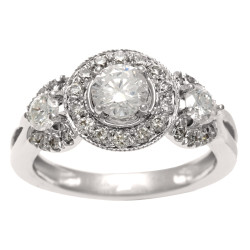 White Gold 1ct TDW IGL Certified Diamond 3-stone Vintage Ring - Handcrafted By Name My Rings™