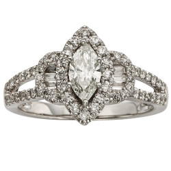White Gold 1ct TDW IGL Certified Marquise-cut Diamond Halo Engagement Ring - Handcrafted By Name My Rings™