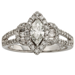White Gold 1ct TDW IGL Certified Marquise-cut Diamond Halo Engagement Ring - Handcrafted By Name My Rings™