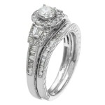 White Gold 1ct TDW IGL Certified Mixed Cut Baguette Diamond Bridal Ring Set - Handcrafted By Name My Rings™