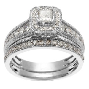 White Gold 1ct TDW IGL Certified Princess Cut Diamond Bridal Set - Handcrafted By Name My Rings™