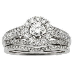 White Gold 1ct TDW IGL Certified Round Diamond Bridal Set - Handcrafted By Name My Rings™