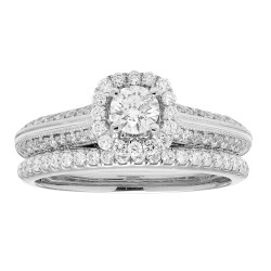 White Gold 1ct TDW IGL Certified Round Diamond Bridal Set - Handcrafted By Name My Rings™