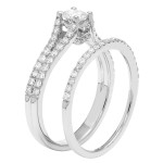 White Gold 1ct TDW IGL Certified Round Diamond Bridal Set - Handcrafted By Name My Rings™