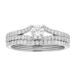 White Gold 1ct TDW IGL Certified Round Diamond Bridal Set - Handcrafted By Name My Rings™