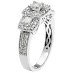 White Gold 1ct TDW IGL Certified Three Stone Princess Cut Diamond Engagement Ring - Handcrafted By Name My Rings™