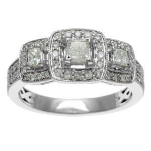 White Gold 1ct TDW IGL Certified Three Stone Princess Cut Diamond Engagement Ring - Handcrafted By Name My Rings™