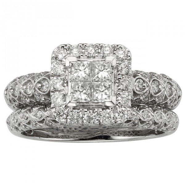 White Gold 1ct TDW IGL Certified Vintage-inspired Diamond Bridal Set - Handcrafted By Name My Rings™