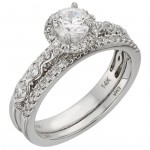 White Gold 1ct TDW IGL Certified White Diamond Bridal Ring Set - Handcrafted By Name My Rings™