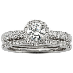 White Gold 1ct TDW IGL Certified White Diamond Bridal Ring Set - Handcrafted By Name My Rings™