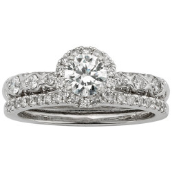 White Gold 1ct TDW IGL Certified White Diamond Bridal Ring Set - Handcrafted By Name My Rings™