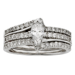 White Gold 1ct TDW Marquise Diamond Bridal Set - Handcrafted By Name My Rings™