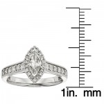 White Gold 1ct TDW Marquise Diamond Halo Engagement Ring - Handcrafted By Name My Rings™