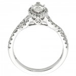 White Gold 1ct TDW Marquise Vintage-style Halo Diamond Ring - Handcrafted By Name My Rings™