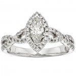 White Gold 1ct TDW Marquise Vintage-style Halo Diamond Ring - Handcrafted By Name My Rings™