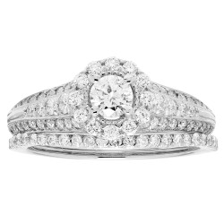 White Gold 1ct TDW Round Diamond Bridal Set IGL Certified Ring - Handcrafted By Name My Rings™
